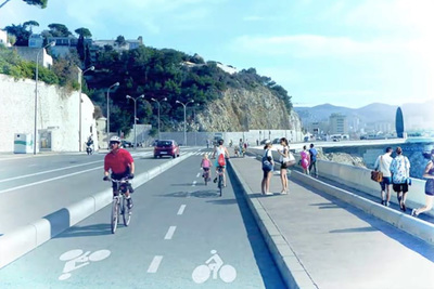 A bike path with sea view